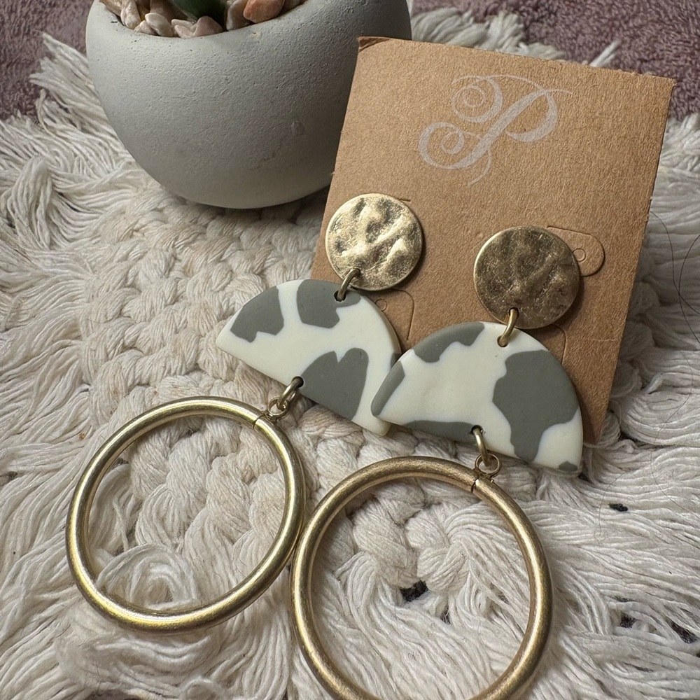 Plunder Gold and Gray Statement Earrings